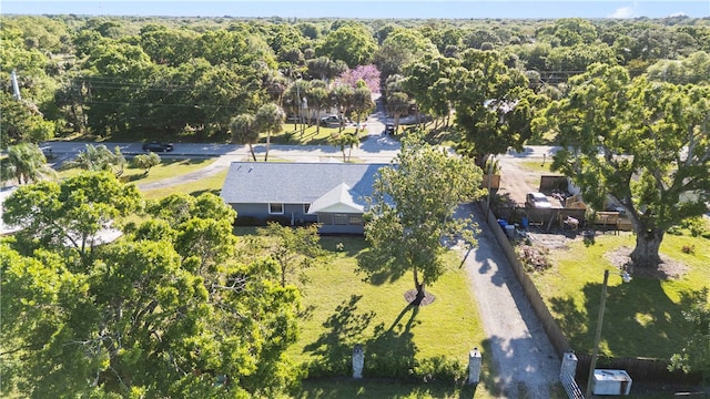 aerial view featuring a forest view