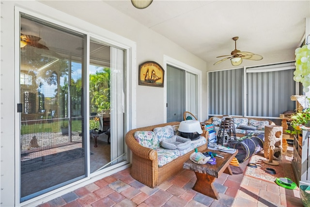 view of patio with ceiling fan