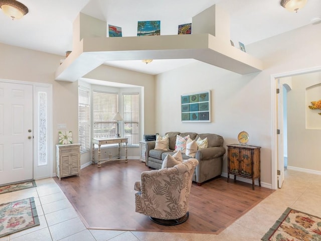 view of tiled living room