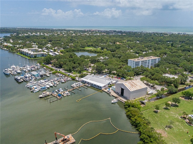 bird's eye view featuring a water view