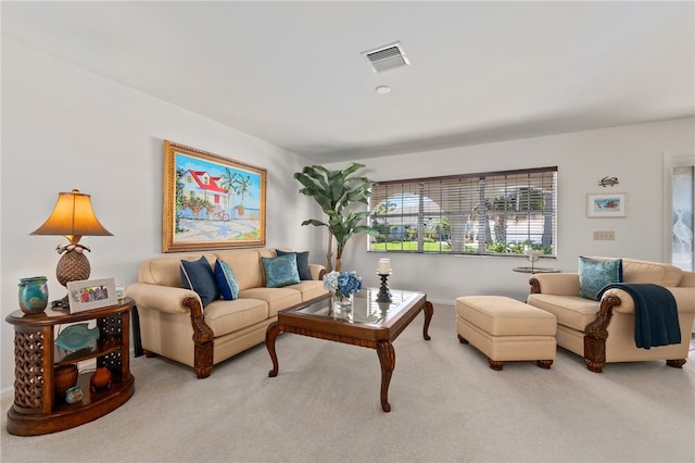 living room with light carpet