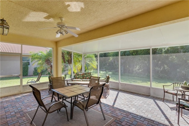 6341 Astor Pl, Vero Beach, FL 32966 - sunroom with ceiling fan and outdoor dining space