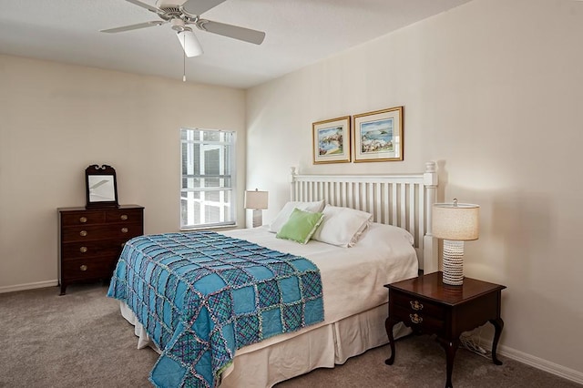 bedroom with carpet and ceiling fan