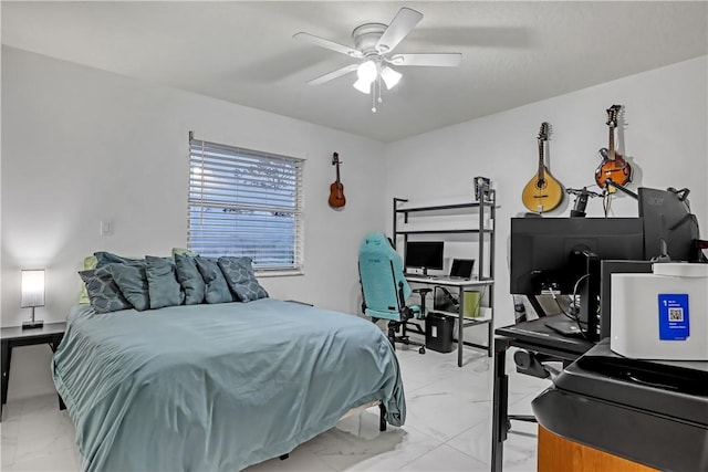 bedroom featuring ceiling fan