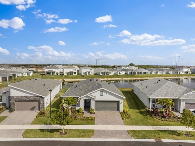 aerial view with a residential view