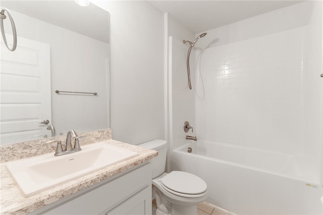 full bathroom featuring vanity, toilet, and bathtub / shower combination