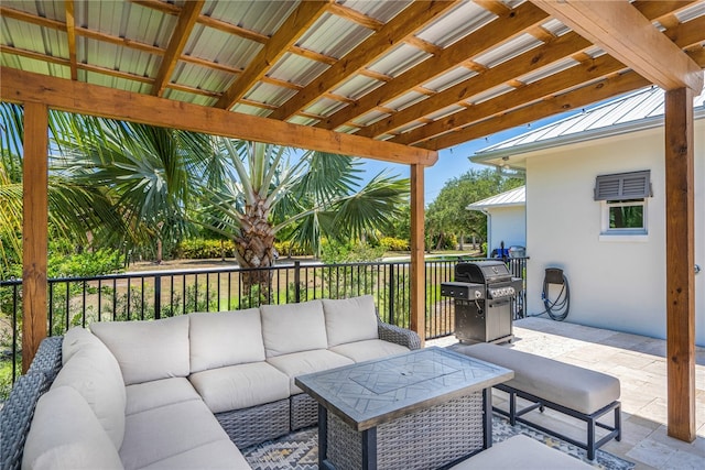 view of patio / terrace featuring outdoor lounge area and grilling area