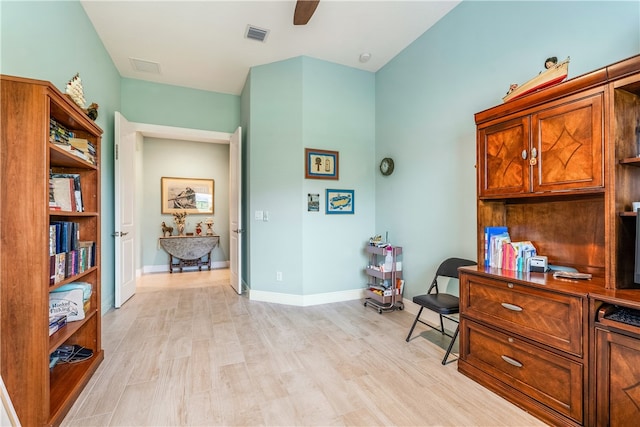 office space featuring light hardwood / wood-style floors