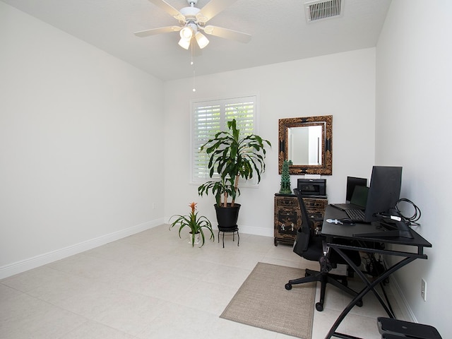 office featuring ceiling fan