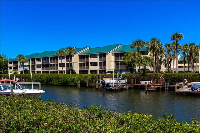 water view featuring a boat dock