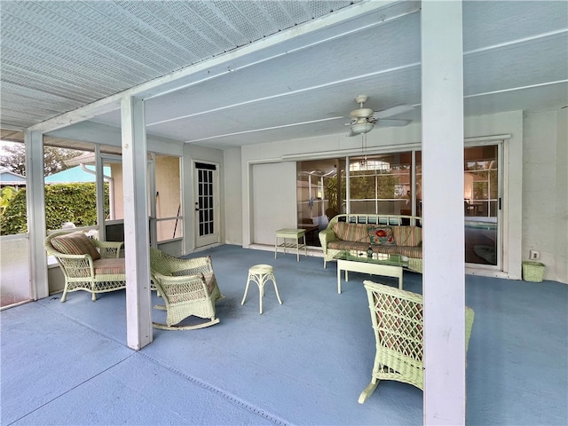 view of patio with ceiling fan