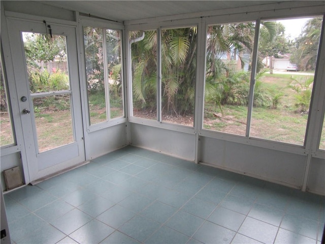 view of unfurnished sunroom