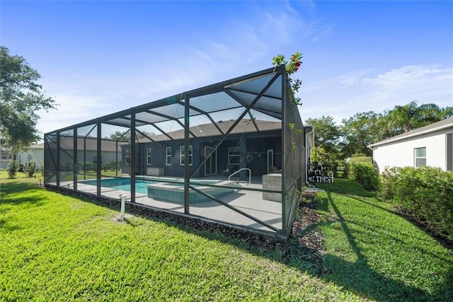 3612 2nd St SW, Vero Beach, FL 32968 - rear view of property with an outdoor pool, a lawn, a patio, and a lanai