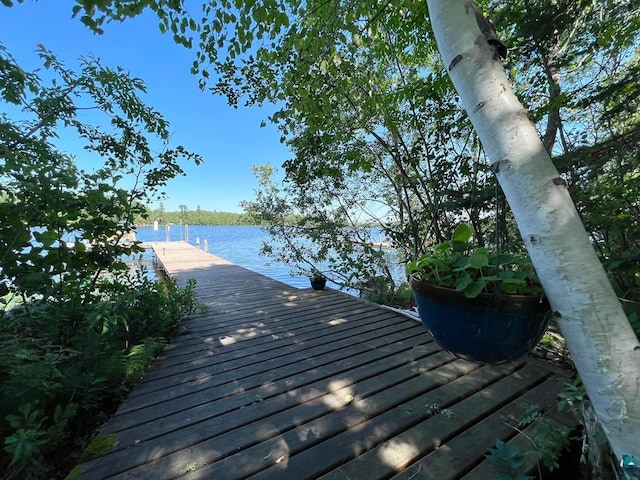 view of dock featuring a water view