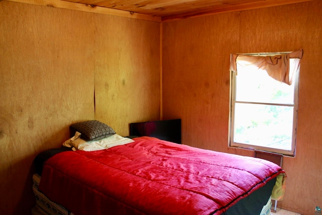 bedroom with wooden ceiling