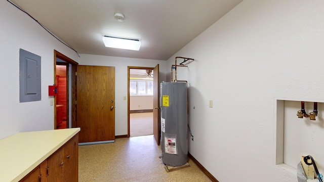 utility room featuring water heater