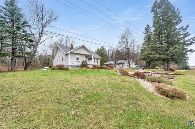 view of yard featuring a garage