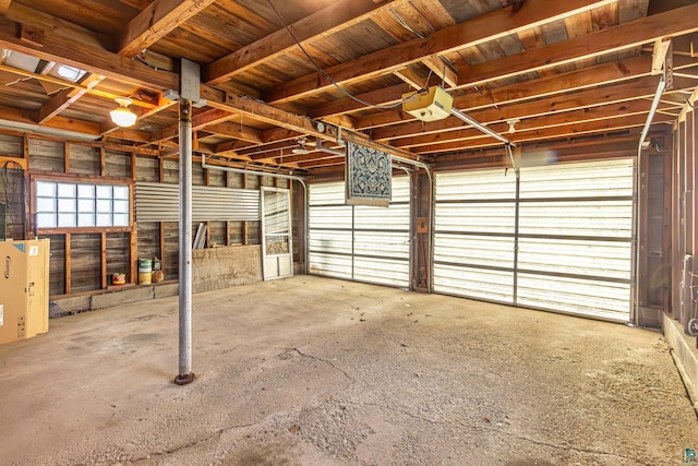 garage with a garage door opener