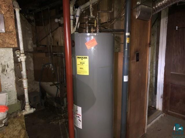 utility room with water heater