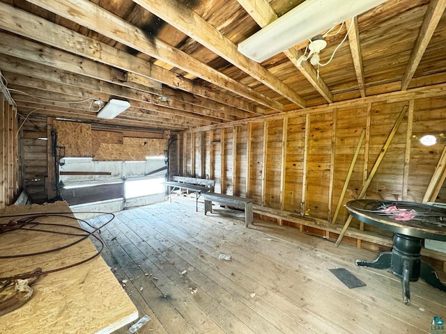 view of unfinished attic