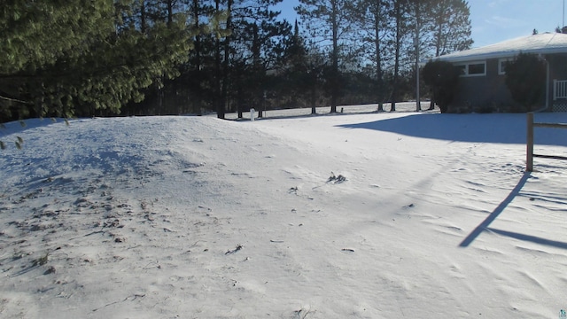 view of yard layered in snow