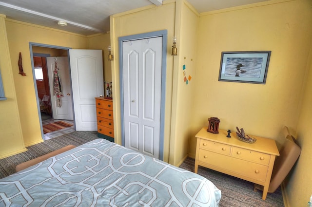 carpeted bedroom featuring a closet