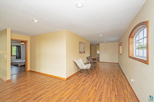 hall featuring light hardwood / wood-style flooring and a healthy amount of sunlight