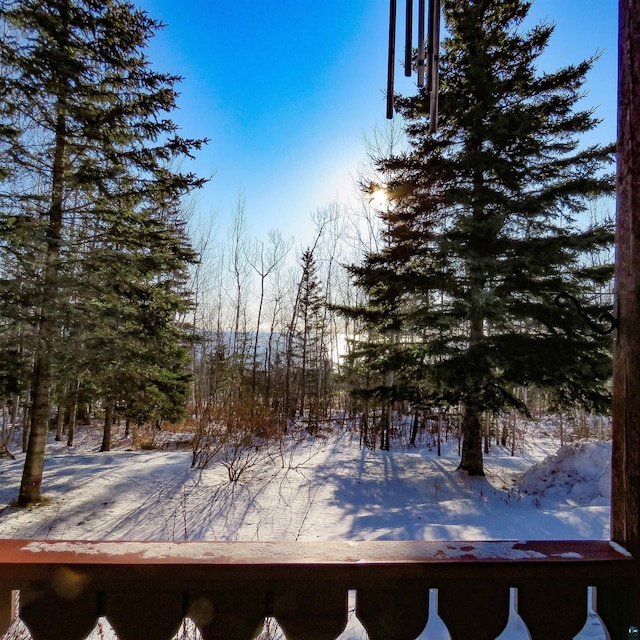 view of yard layered in snow