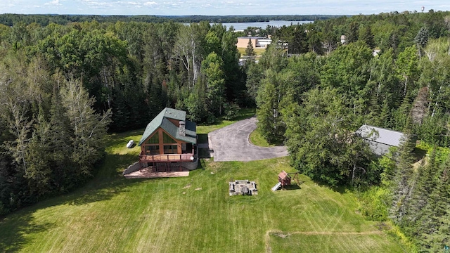 bird's eye view with a forest view