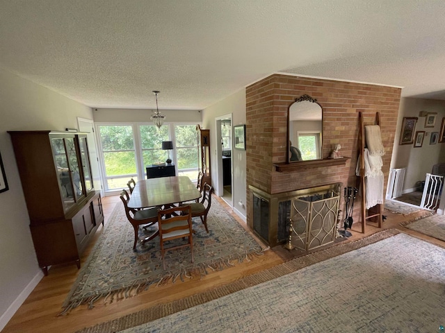 dining room with hardwood / wood-style flooring and a textured ceiling