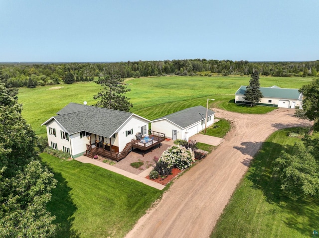 aerial view with a rural view