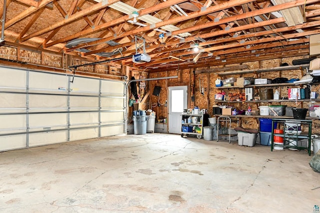 garage with a garage door opener