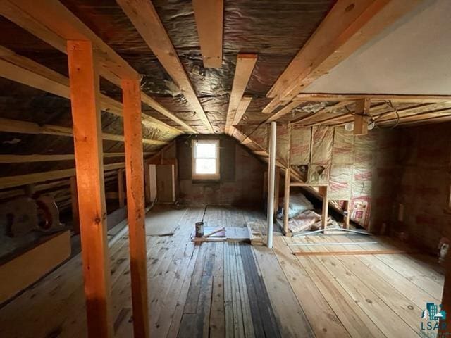 view of unfinished attic