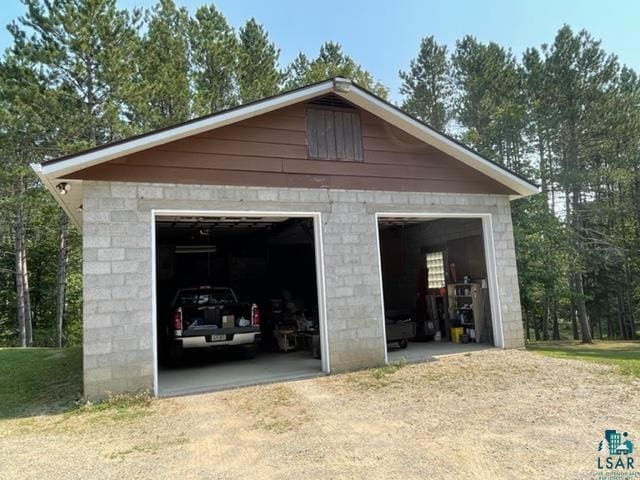 view of garage