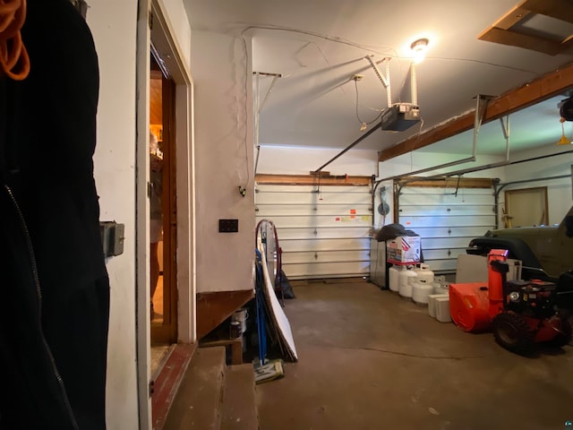 garage with a garage door opener