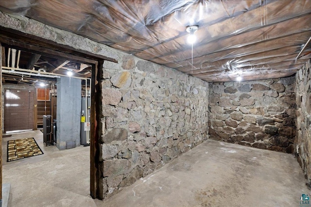 basement with water heater