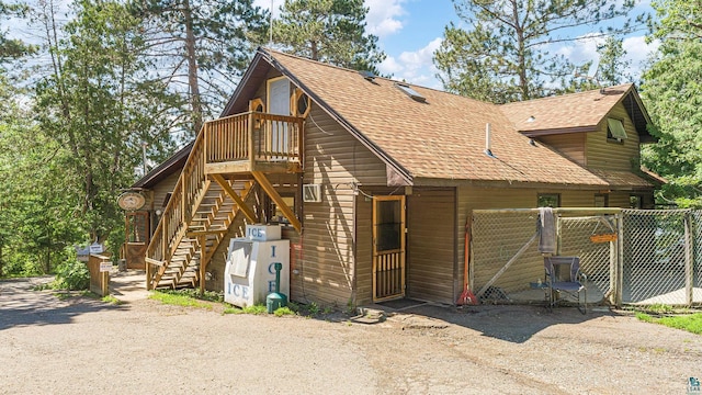 view of log home