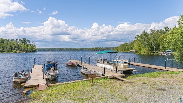 view of dock featuring a water view