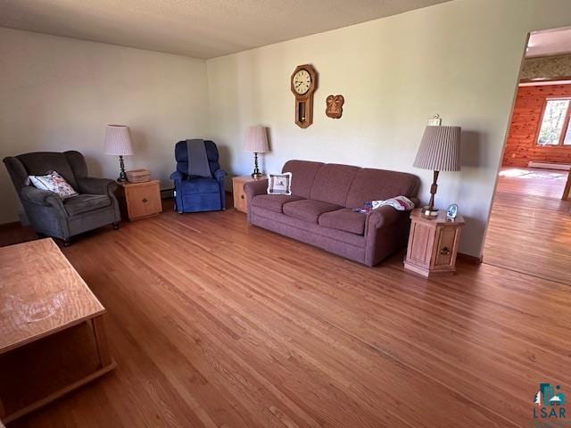 living room with hardwood / wood-style flooring