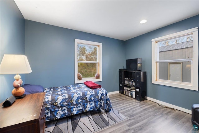 bedroom featuring wood-type flooring