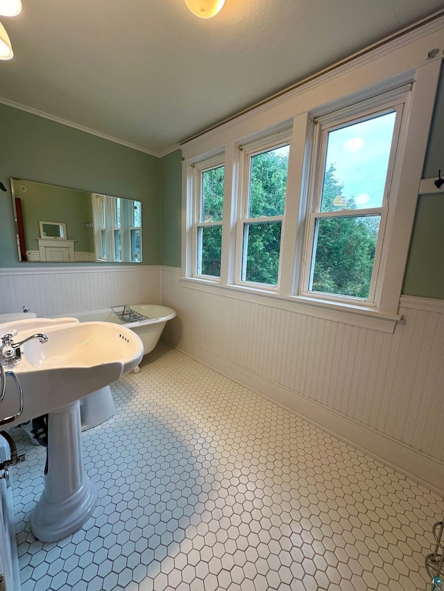 bathroom featuring crown molding and tile patterned flooring