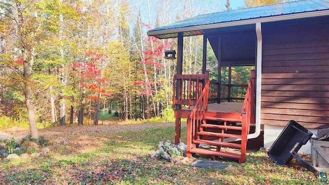 view of yard with a deck