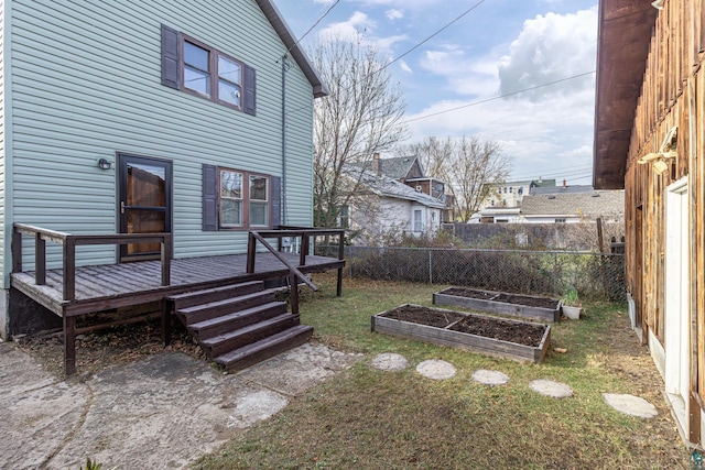 view of yard with a deck