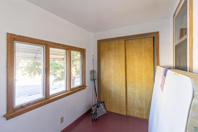 carpeted bedroom with a closet