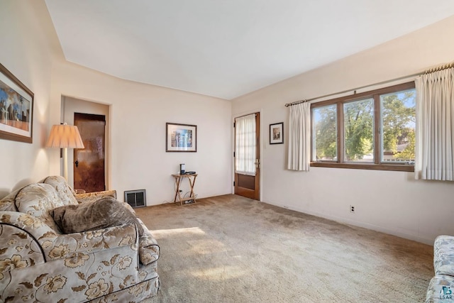 living room with carpet