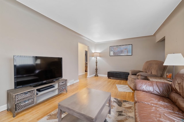 living room with hardwood / wood-style flooring