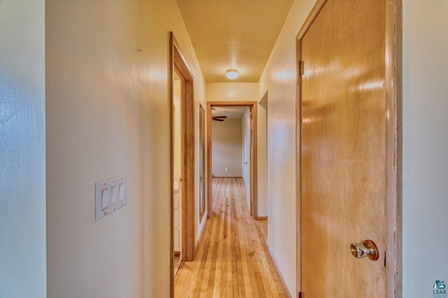 corridor with light hardwood / wood-style floors