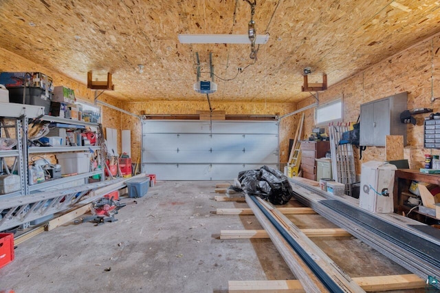 garage with a garage door opener