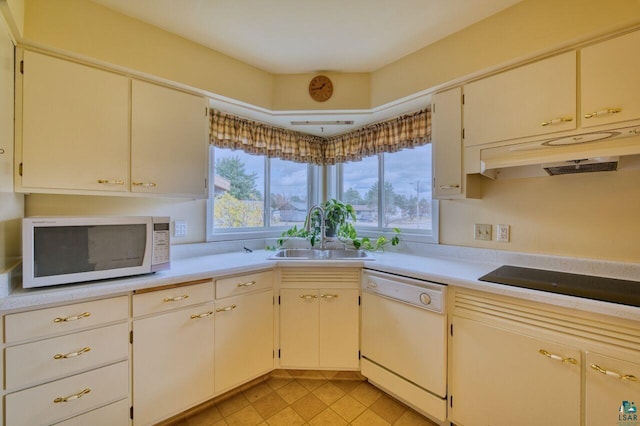 kitchen with white appliances and sink