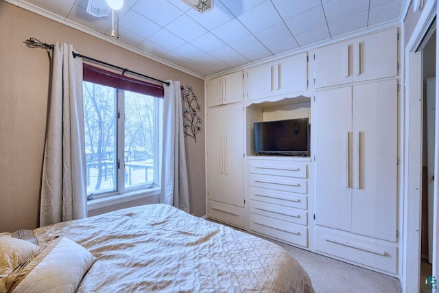 818 Douglas Ave, Eveleth, MN 55734 - bedroom featuring crown molding and carpet floors